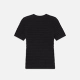 FRAME - Smocked Short Sleeve Sweater -- Black