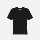 FRAME - Smocked Short Sleeve Sweater -- Black