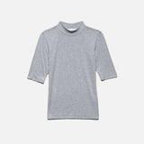 FRAME - Refined Rib Mock Neck -- Gris Heather