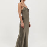 St. Agni - Low Back Slip Dress - Kelp