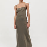 St. Agni - Low Back Slip Dress - Kelp