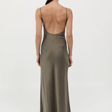 St. Agni - Low Back Slip Dress - Kelp