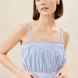 Roeffler Randall - Maggie Blue/Cream Cinched Camisole