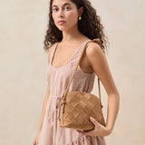 Roeffler Randall - Mallory Toffee Woven Suede Crossbody