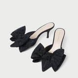 Roeffler Randall - Margot Black Moiré Bow Mule