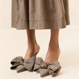 Roeffler Randall - Margot Brown/Black Check Bow Mule