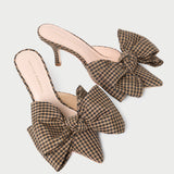 Roeffler Randall - Margot Brown/Black Check Bow Mule