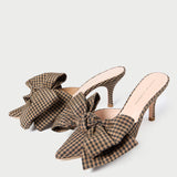 Roeffler Randall - Margot Brown/Black Check Bow Mule