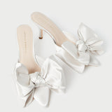 Roeffler Randall - Margot Cream Satin Bow Mule