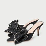 Roeffler Randall - Margot Black/Crystal Bow Mule