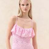 Roeffler Randall - Marion Pink Ruffle Lace Bodysuit