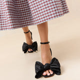 Roeffler Randall - Marlena Black Satin Bow Sandal