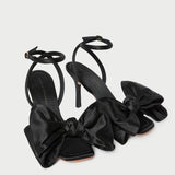 Roeffler Randall - Marlena Black Satin Bow Sandal