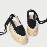 Roeffler Randall - Mason Natural/Black Platform Espadrille