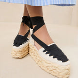 Roeffler Randall - Mason Natural/Black Platform Espadrille