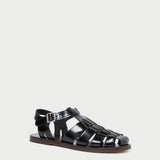 Roeffler Randall - Max Black Leather Fisherman Sandal