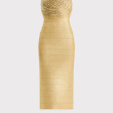 Herve Leger - DISCO KNIT FRINGE S/L MIDI DRESS