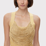 Herve Leger - DISCO KNIT FRINGE S/L MIDI DRESS