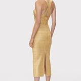 Herve Leger - DISCO KNIT FRINGE S/L MIDI DRESS