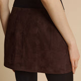 The Meelar Skirt in Dark Brown Suede