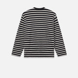 FRAME - Long Sleeve Relaxed Striped Tee -- Black/Off White