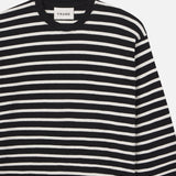 FRAME - Long Sleeve Relaxed Striped Tee -- Black/Off White