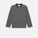 FRAME - Long Sleeve Relaxed Striped Tee -- Black/Off White