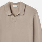 FRAME - Silk Blend Polo Sweater -- Grey Beige