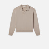 FRAME - Silk Blend Polo Sweater -- Grey Beige