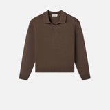 FRAME - Silk Blend Polo Sweater -- Soft Mocha