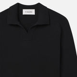 FRAME - Silk Blend Polo Sweater -- Black