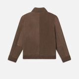 FRAME - Rib Collar Suede Bomber -- Soft Mocha