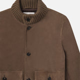 FRAME - Rib Collar Suede Bomber -- Soft Mocha