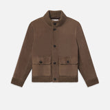 FRAME - Rib Collar Suede Bomber -- Soft Mocha