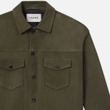 FRAME - Clean Suede Jacket -- Dark Olive