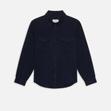 FRAME - Double Pocket Wool Blend Shirt -- Dark Navy