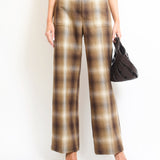 Christian Dior Brown Tartan Print Flared Trousers FR 38 UK 10)