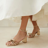 Roeffler Randall - Mikel Champagne Bow Mid-Heel Sandal