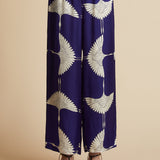 The Mindy Pant in Cobalt and Cream Crane Print