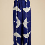 The Mindy Pant in Cobalt and Cream Crane Print