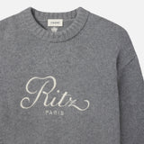 FRAME - Ritz Unisex Cashmere Sweater -- Grey Melange