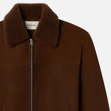 FRAME - Suede Shearling Bomber -- Dark Camel