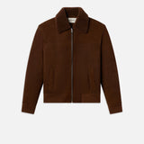 FRAME - Suede Shearling Bomber -- Dark Camel