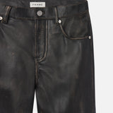 FRAME - Washed Leather Pant Trousers -- Black Washed