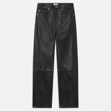 FRAME - Washed Leather Pant Trousers -- Black Washed