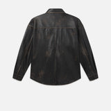 FRAME - Washed Leather Shirt -- Black Washed