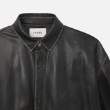 FRAME - Washed Leather Shirt -- Black Washed