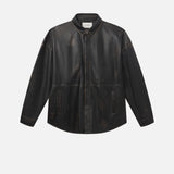 FRAME - Washed Leather Shirt -- Black Washed