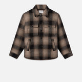 FRAME - Padded Plaid Shirt Jacket -- Brown Plaid