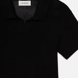 FRAME - Open Weave Polo Sweater -- Black